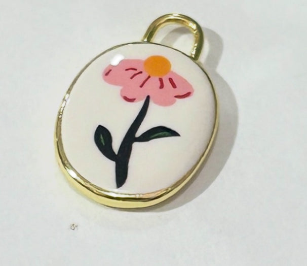 Pendant enchapado Flores Porcelana