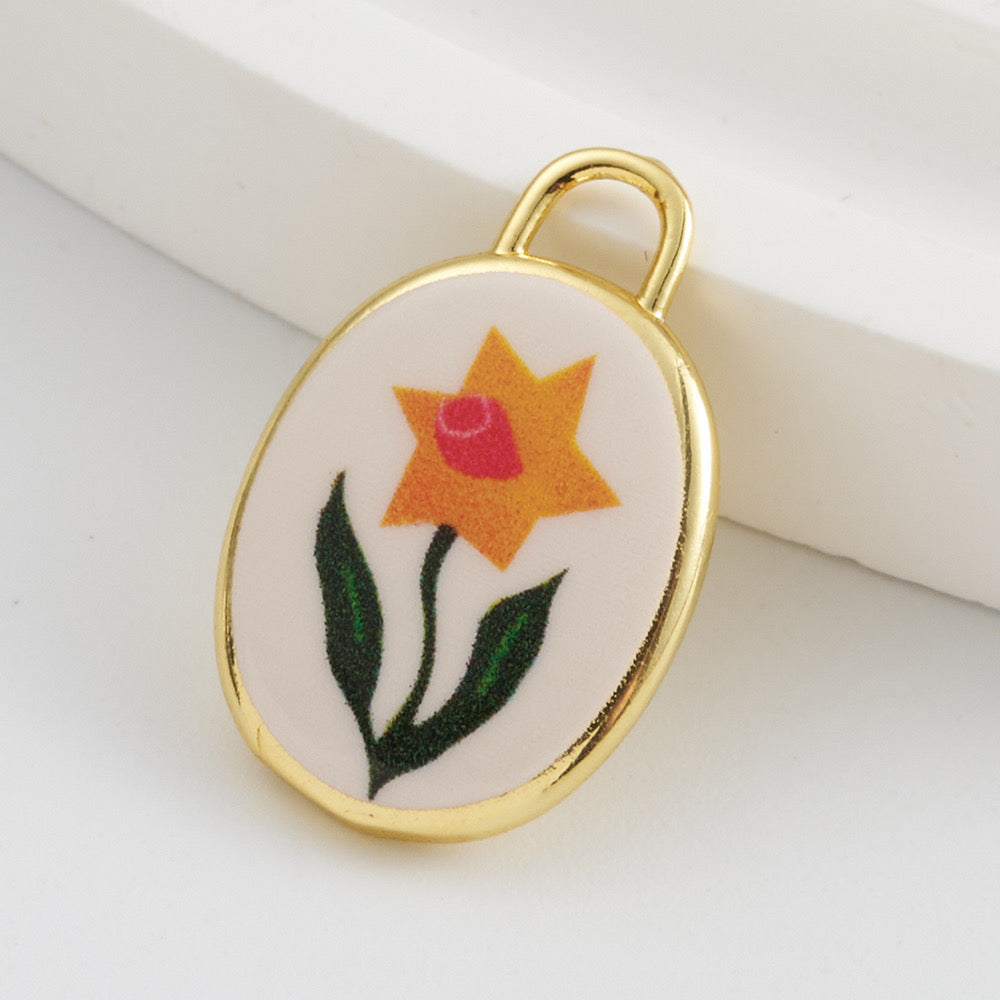 Pendant enchapado Flores Porcelana