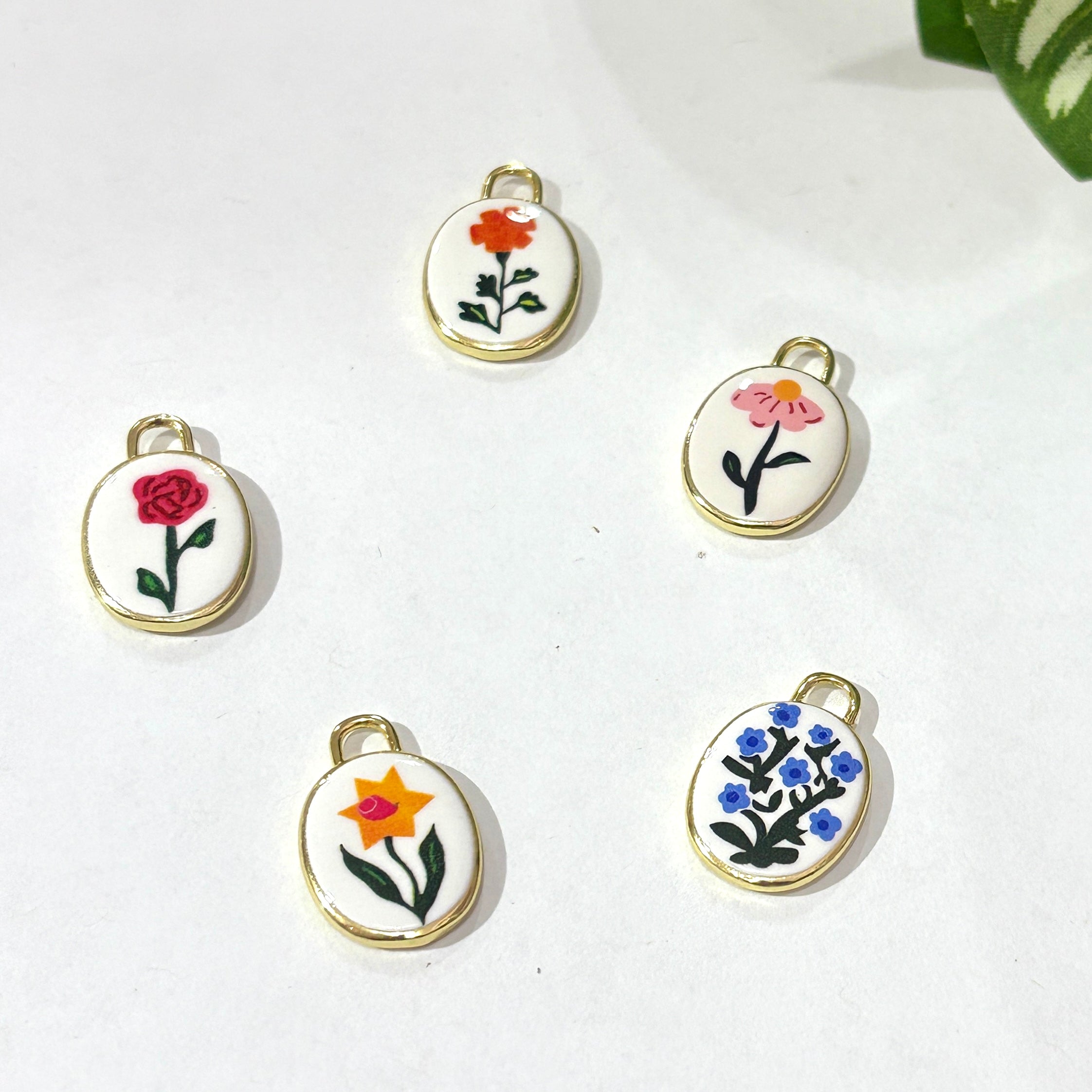 Pendant enchapado Flores Porcelana
