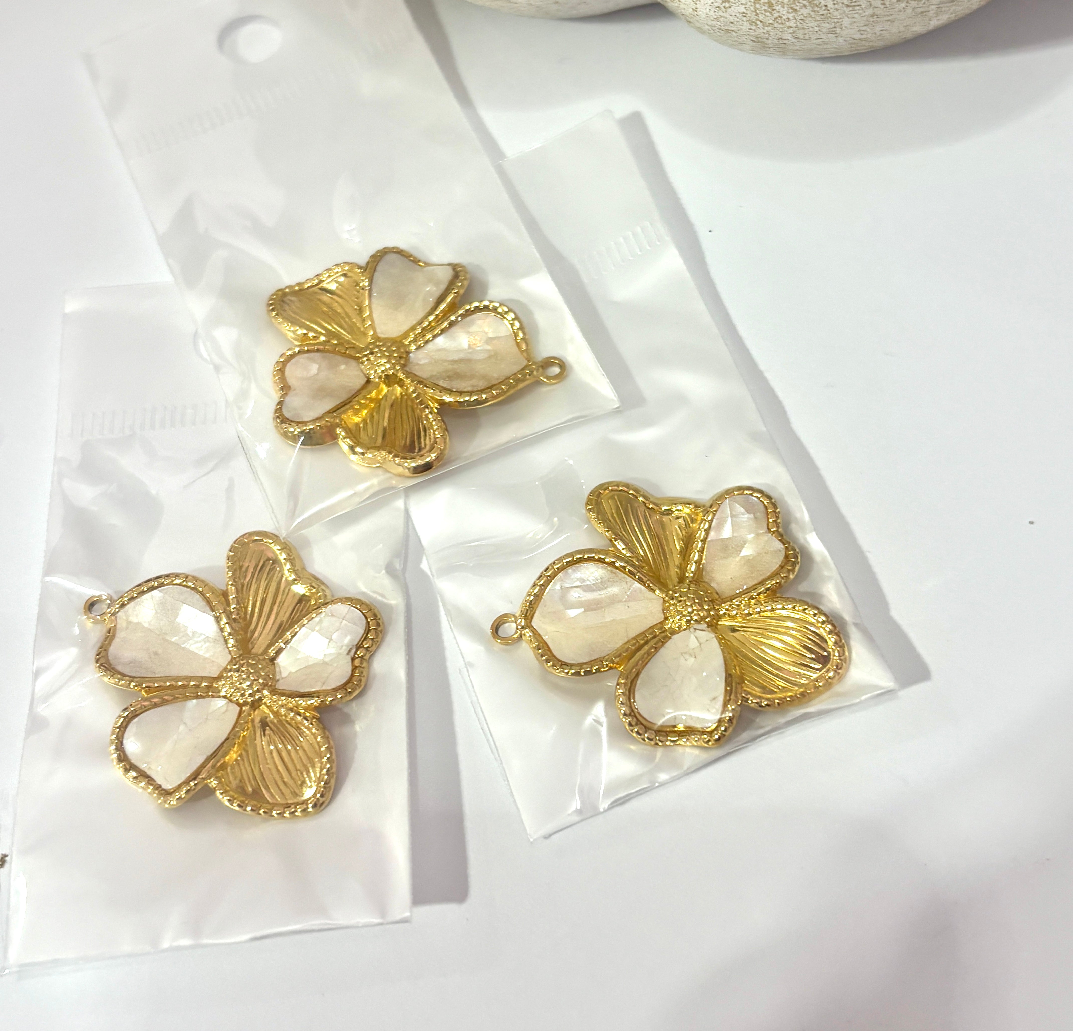 Flor steel con nacar