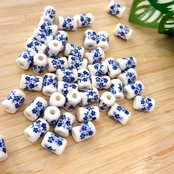 Beads porcelana flores azules